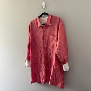 Inserch Collezione Red Linen Shirt Flip Cuff Music Mens Size 3XL